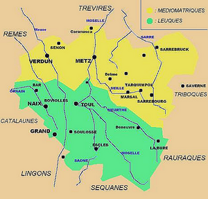 Carte des voies romaines Est de la France